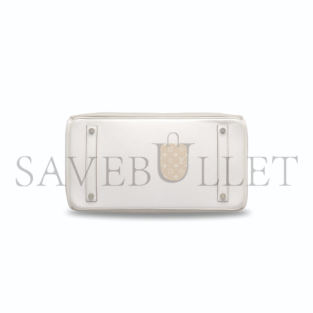 H**mes master birkin 30 swift white and grey with silver buckle 321877 (30*22*15cm)